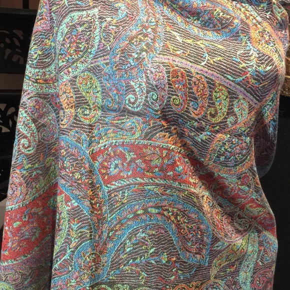 Vintage Style Jamavar Paisley Shawl Wrap Pashmina - Picture 5 of 5